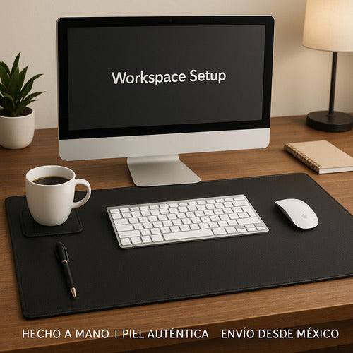 Cubre Escritorio De Piel Negra Premium Protector Paraoficina