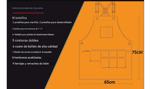 Mandil Piel Genuina 100% Mandil Parrillero - maxipiel