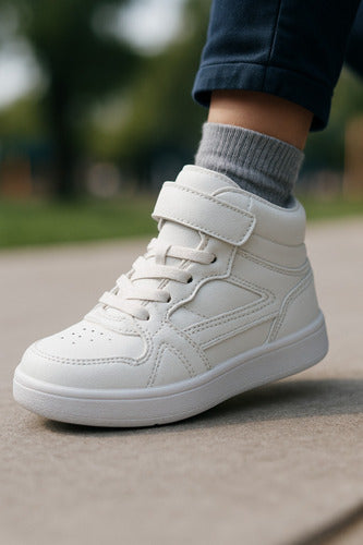 Tenis Niño Casual Urbano Escolar Cómodos Durables Antiderrapante Ligeros Moda Infantil Diario Blanco