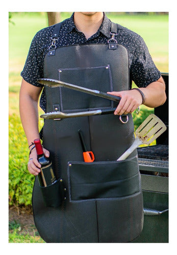 Mandil Hombre Piel Delantal Parrillero T-bone Personalizado) - maxipiel