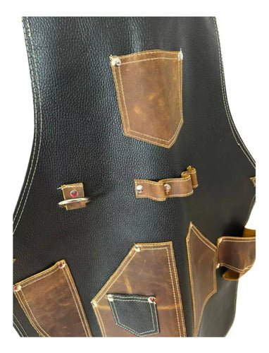 Mandil Hombre Piel Mixologo Cuero Delantal - maxipiel