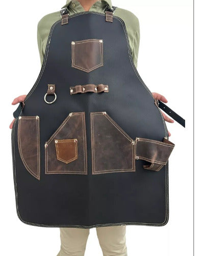 Mandil Hombre Piel Mixologo Cuero Delantal - maxipiel