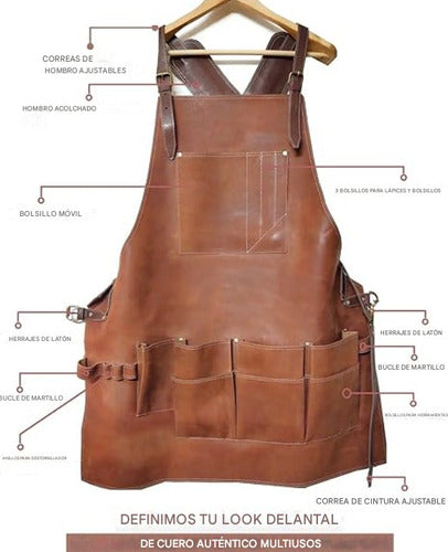Mandil Hombre Piel Mixologo Cuero Delantal - maxipiel