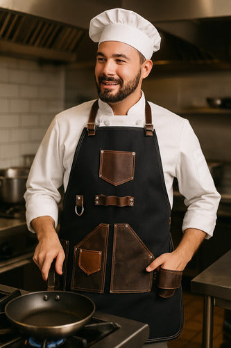 Mandil Parrillero Maxipie 100% Piel Genuina Para Asador Bbq - maxipiel