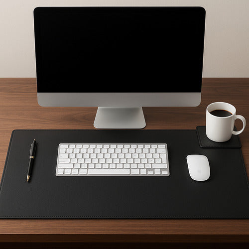 Cubre Escritorio De Piel Negra Premium Protector Paraoficina