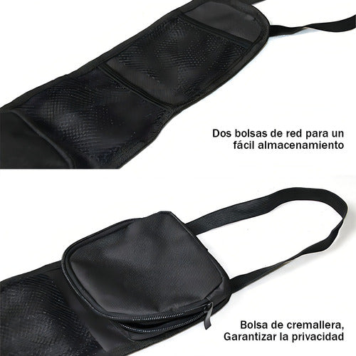 Bolsa Organizadora Lateral De Piel Para Automóvil Color Negro Liso - maxipiel