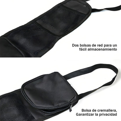 Bolsa Organizadora Lateral De Piel Para Automóvil Color Negro Liso - maxipiel