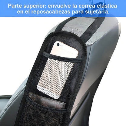 Bolsa Organizadora Lateral De Piel Para Automóvil Color Negro Liso - maxipiel