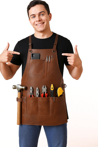 Mandil Hombre Cuero Delantal Cocina  Parrilla Asado Maxipiel - maxipiel