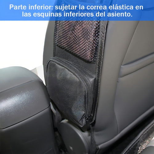 Bolsa Organizadora Lateral De Piel Para Automóvil Color Negro Liso - maxipiel