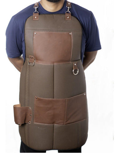 Mandil Delantal Piel Genuina Parrillero Asador Chef Barista