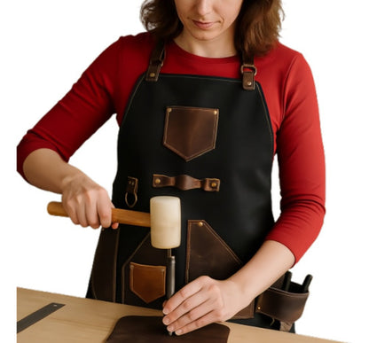 Mandil Delantal Piel Genuina Parrillero Asador Chef Barista