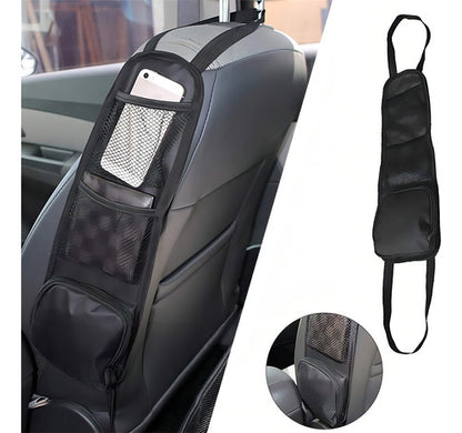 Bolsa Organizadora Lateral De Piel Para Automóvil Color Negro Liso - maxipiel
