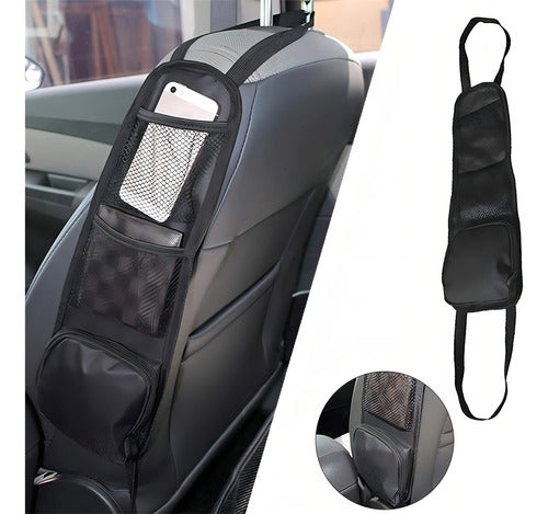 Bolsa Organizadora Lateral De Piel Para Automóvil Color Negro Liso - maxipiel