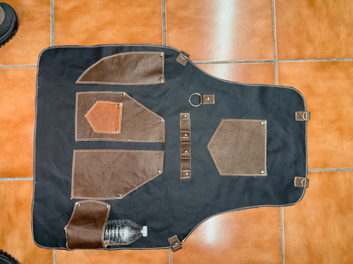 Mandil Hombre Piel Delantal Parrillero T-bone Personalizado) - maxipiel