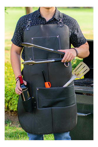 Mandil Hombre Piel Delantal Parrillero T-bone Personalizado) - maxipiel