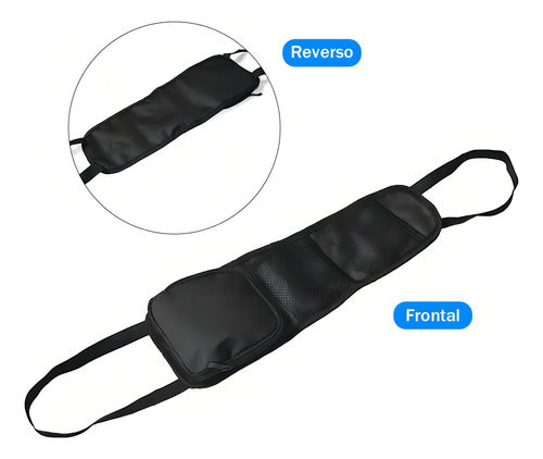 Bolsa Organizadora Lateral De Piel Para Automóvil Color Negro Liso - maxipiel