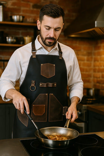 Mandil Parrillero Maxipie  100% Piel Genuina Para Asador Bbq - maxipiel