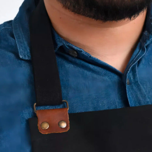 Mandil Parrillero Premium Piel - Porta Cerveza Y Destapador - maxipiel