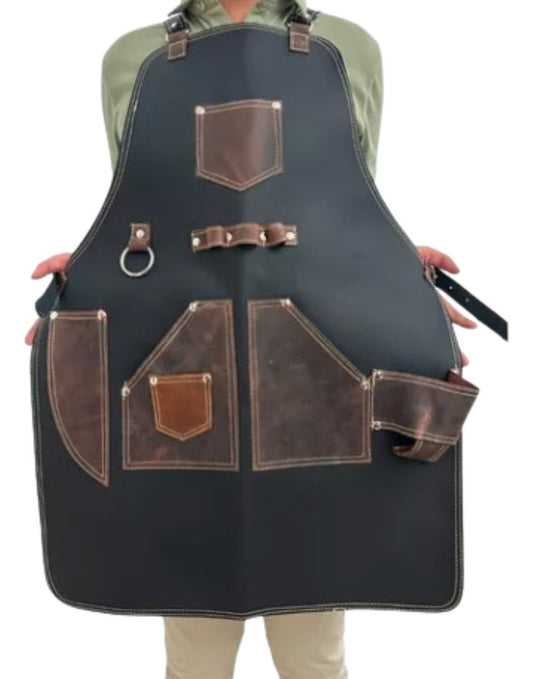 Mandil Parrillero Premium Piel - Porta Cerveza Y Destapador